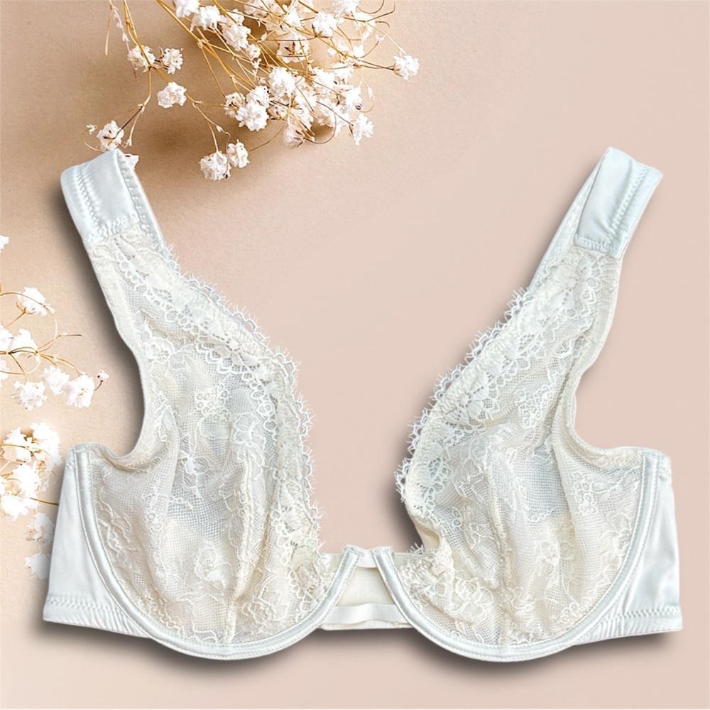 aerie Off White Lace Underwire Bra sz 34DDD/E